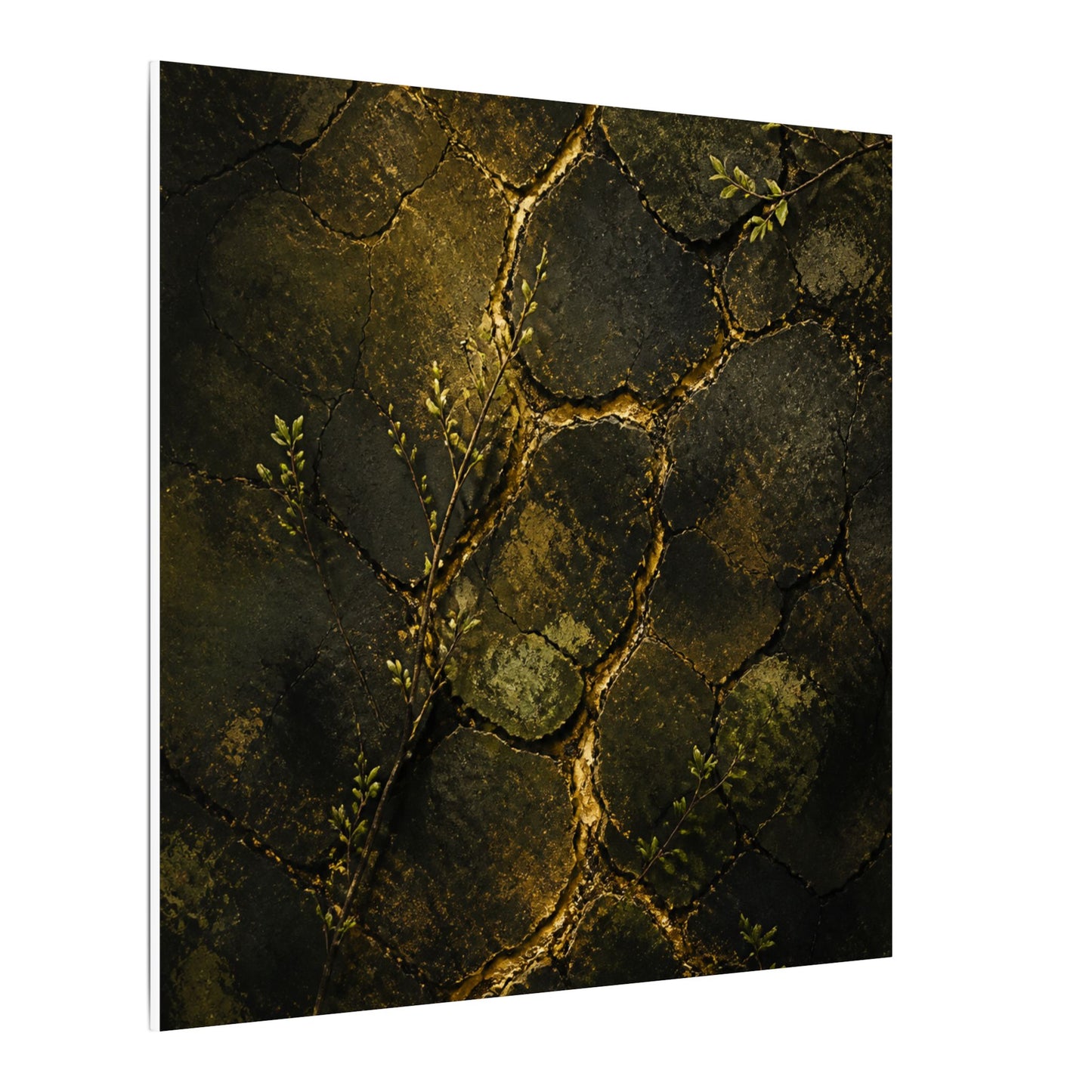 Shibui Cracked Earth Canvas Art - Dark Japandi Dark Texture
