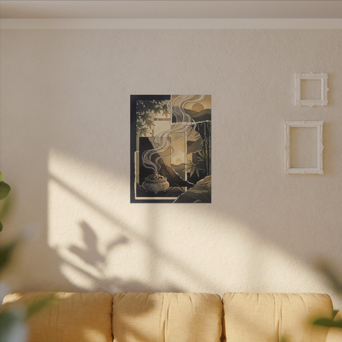 Tranquil Incense Smoke Canvas Art - Ukiyo E Inspired Zen
