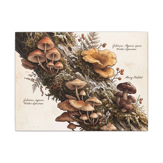 Wild Mushrooms Herbarium Canvas Art | Rustic Cottagecore Art