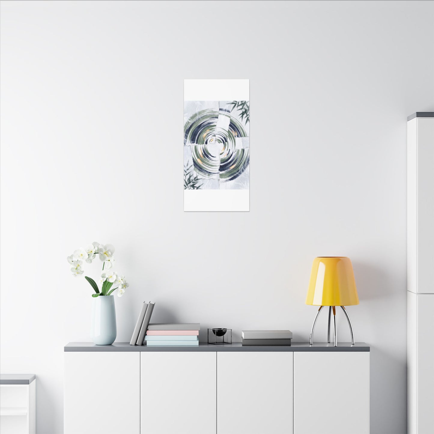 Winter Water Ripple Sumi E Canvas Art | Peaceful Decor