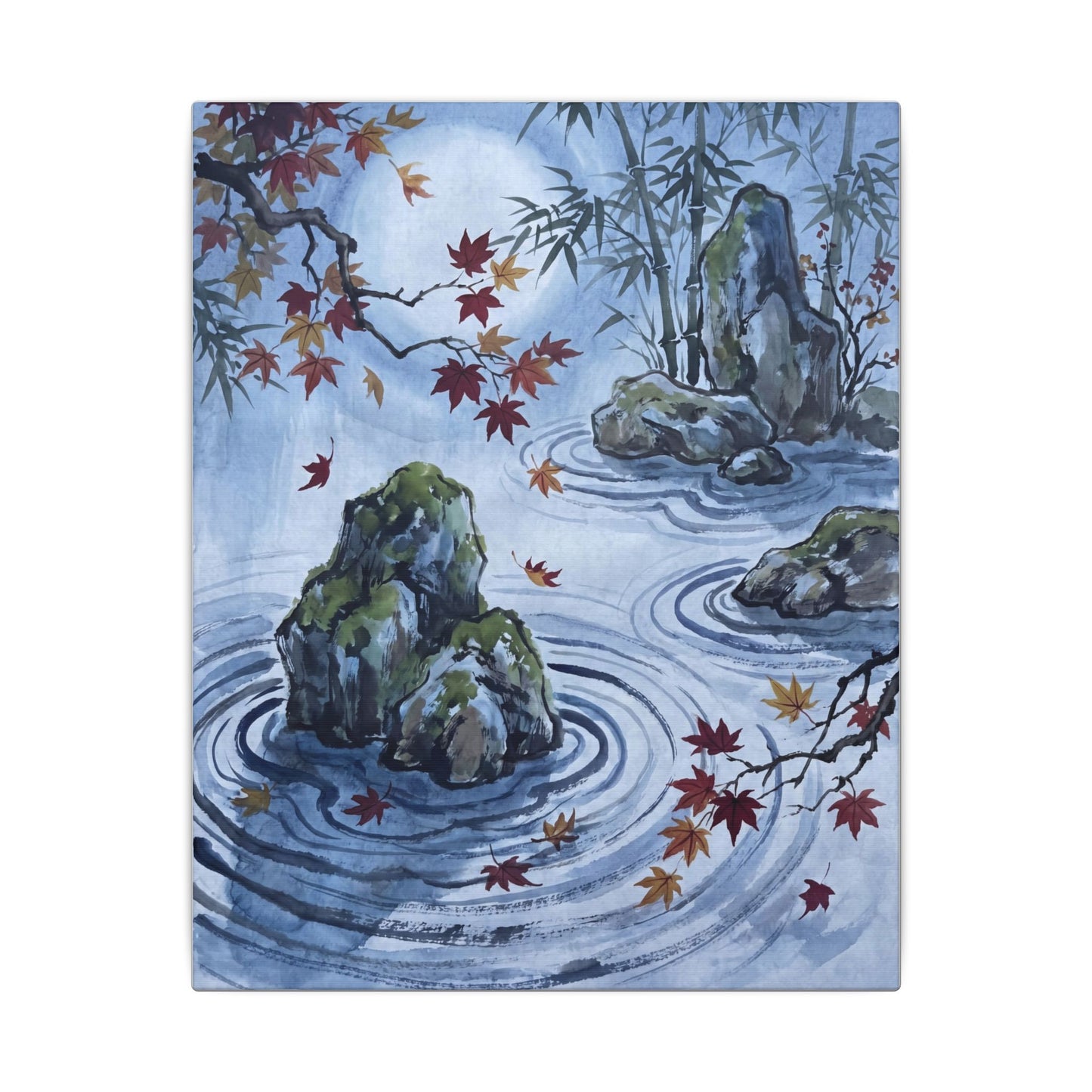 Rock Garden Autumn Canvas Art | Zen Tranquil Design
