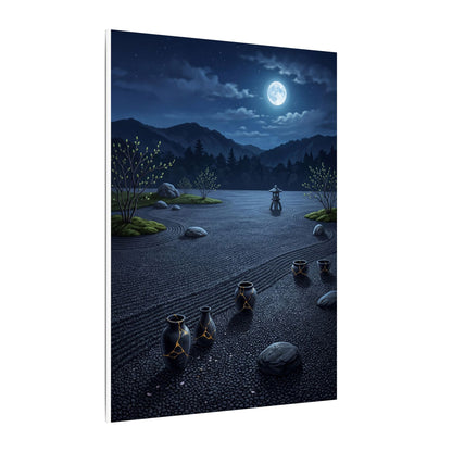 Kintsugi Moonlit Garden in Moonlight | Gold Repair Canvas Art