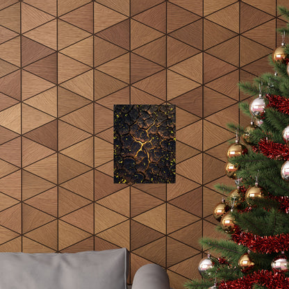 Golden Hour Cracked Earth Wall Art Print - Dark Japandi Seijaku