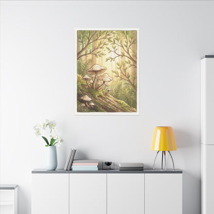 Spring Wild Mushrooms Mushroom Illustration Canvas Art | Cozy Decor