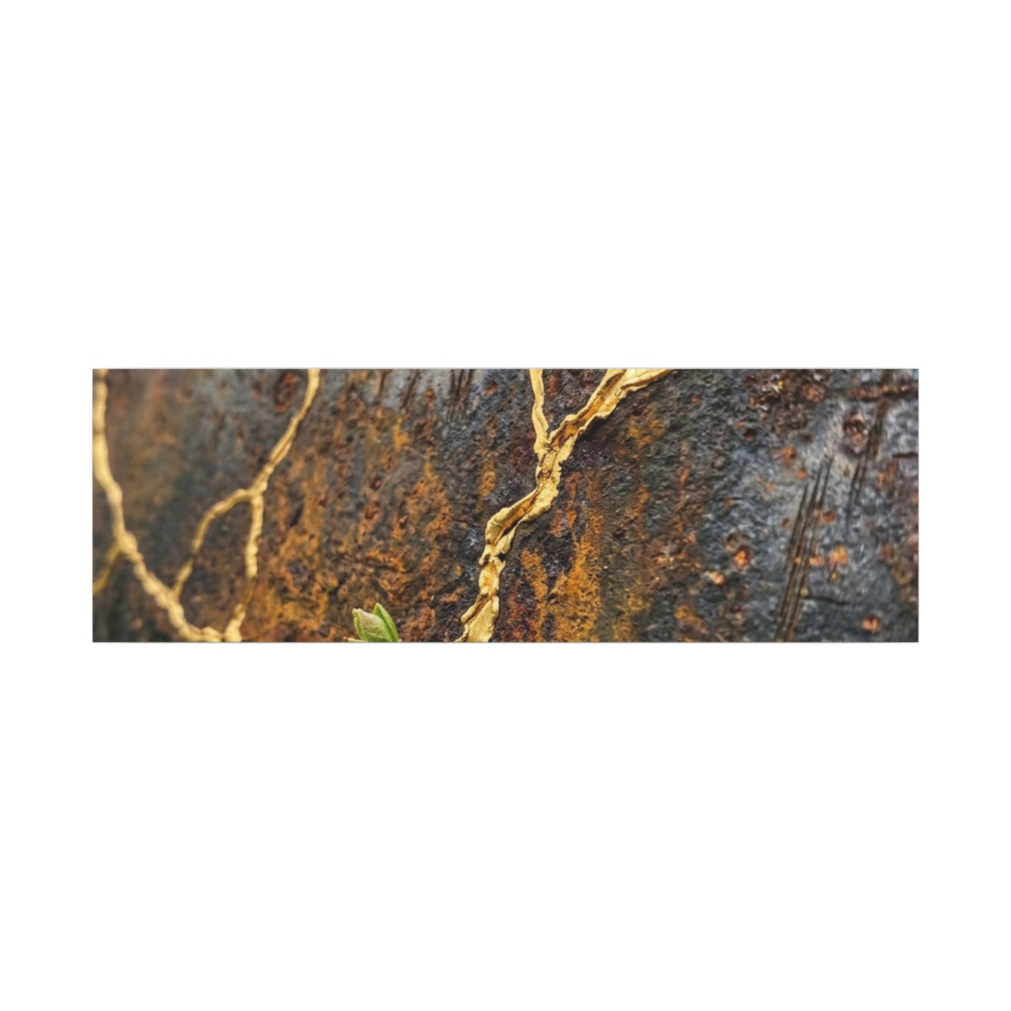Mono No Aware Rust Patina Canvas Art - Kintsugi Gold Repair