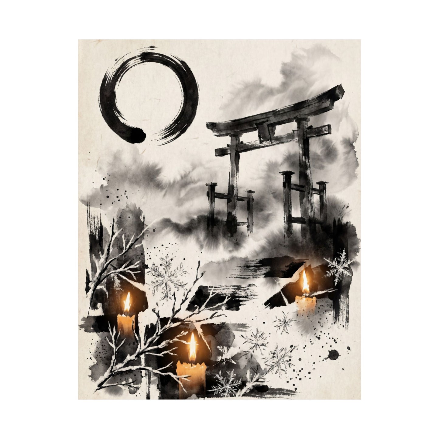 Zen Torii Gate in Candlelight | Enso Wall Art Print