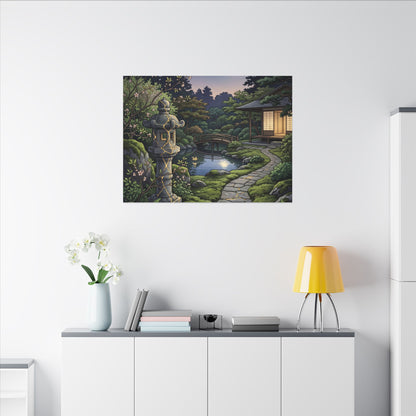 Spring Moonlit Garden Gold Vein Canvas Art | Resilient Decor