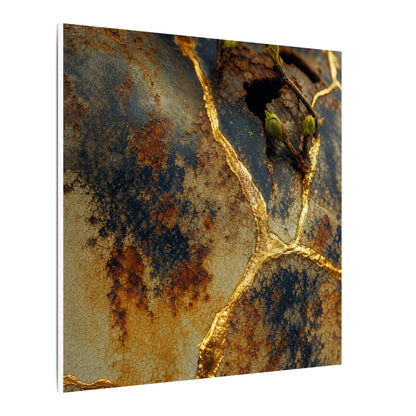 Datsuzoku Rust Patina Canvas Art - Kintsugi Crackle Gold