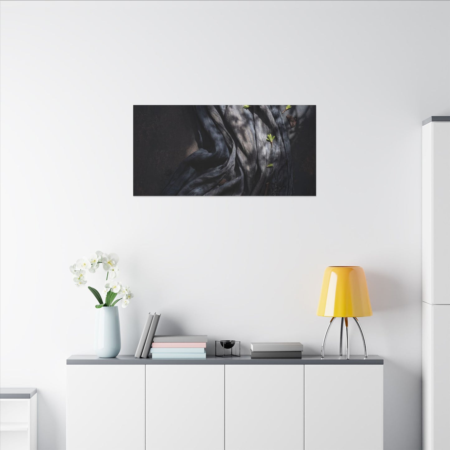 Seijaku Silk Drape Canvas Art - Dark Japandi Dark Texture