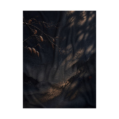 Winter Silk Drape Charcoal Ink Wall Art Print | Sophisticated Decor