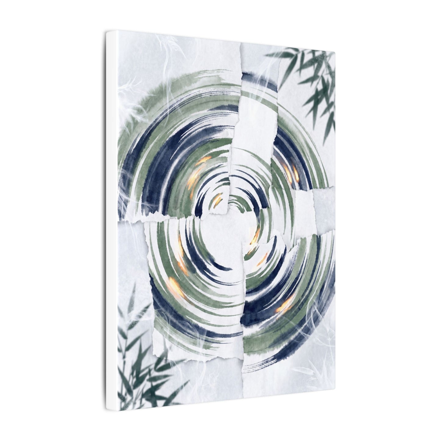 Winter Water Ripple Sumi E Canvas Art | Peaceful Decor