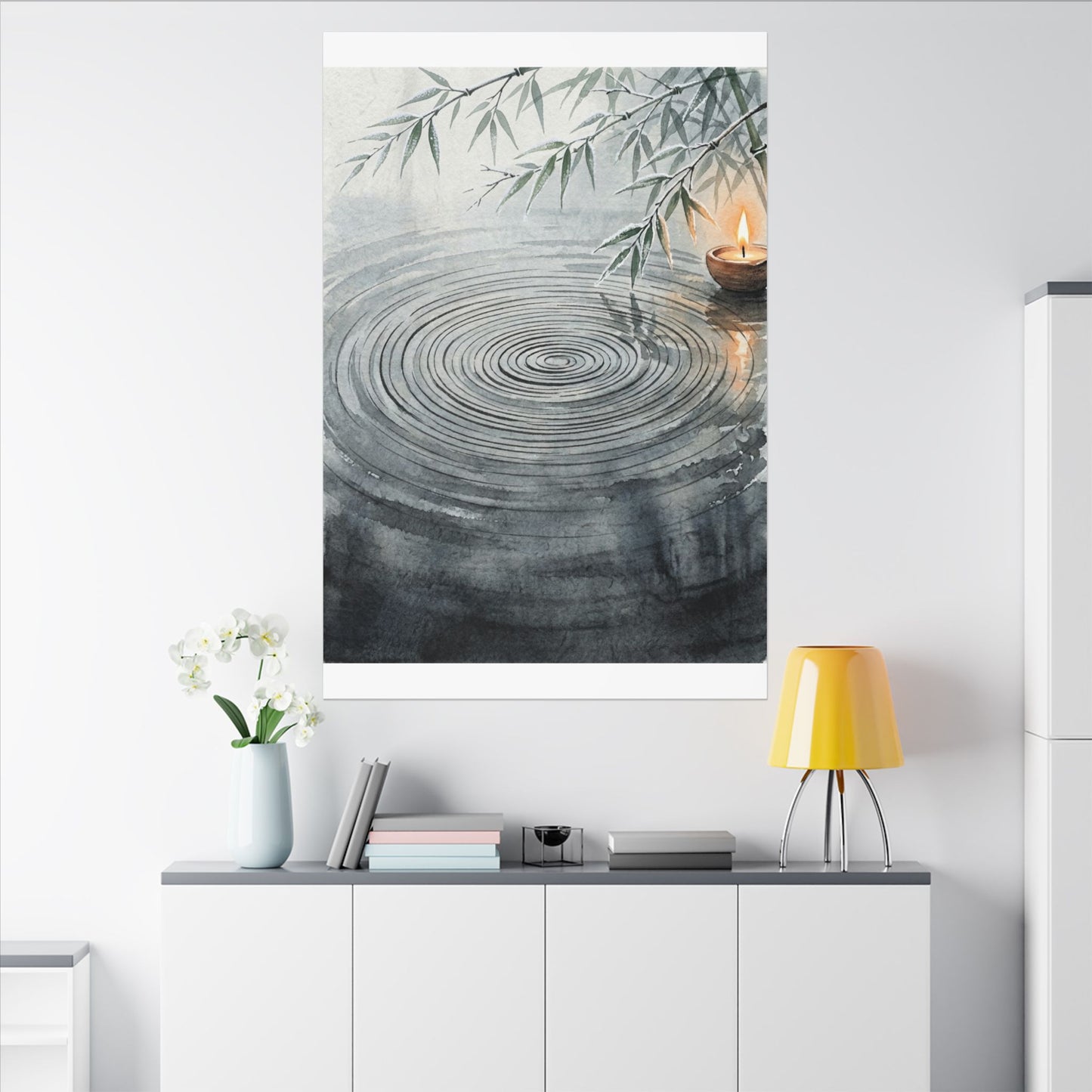 Water Ripple Sumi E Canvas Art | Calm Zen Art
