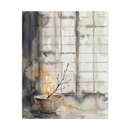 Shoji Screen Canvas Art | Spring Japandi Watercolor Art