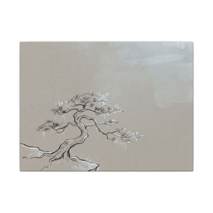 Pine Tree Minimal Line Canvas Art | Warm Japandi Art Art Print