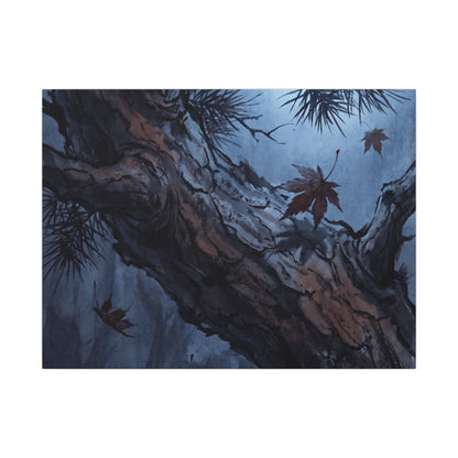 Atmospheric Pine Tree Canvas Art - Shadow Zen Dark Japandi