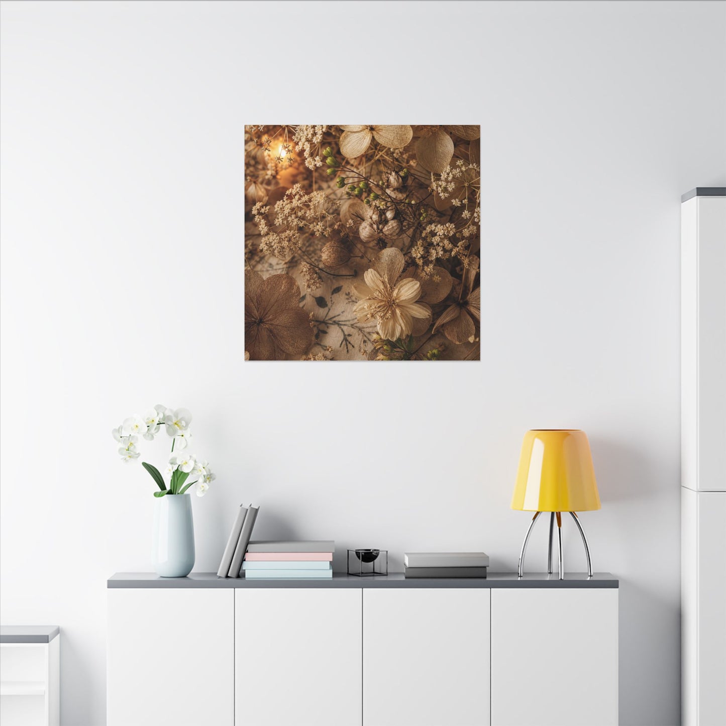 Spring Dried Flowers Japanese Pattern Canvas Art | Earthy Decor