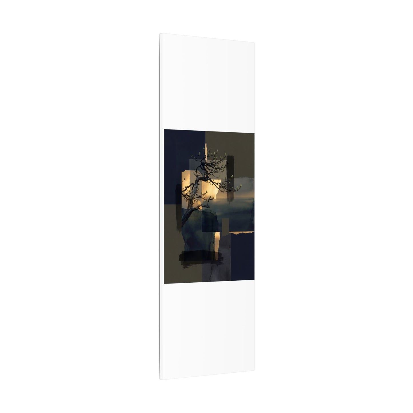 Golden Hour Pine Tree Canvas Art - Dark Japandi Kanso