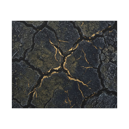 Overcast Cracked Earth Canvas Art - Dark Japandi Ma