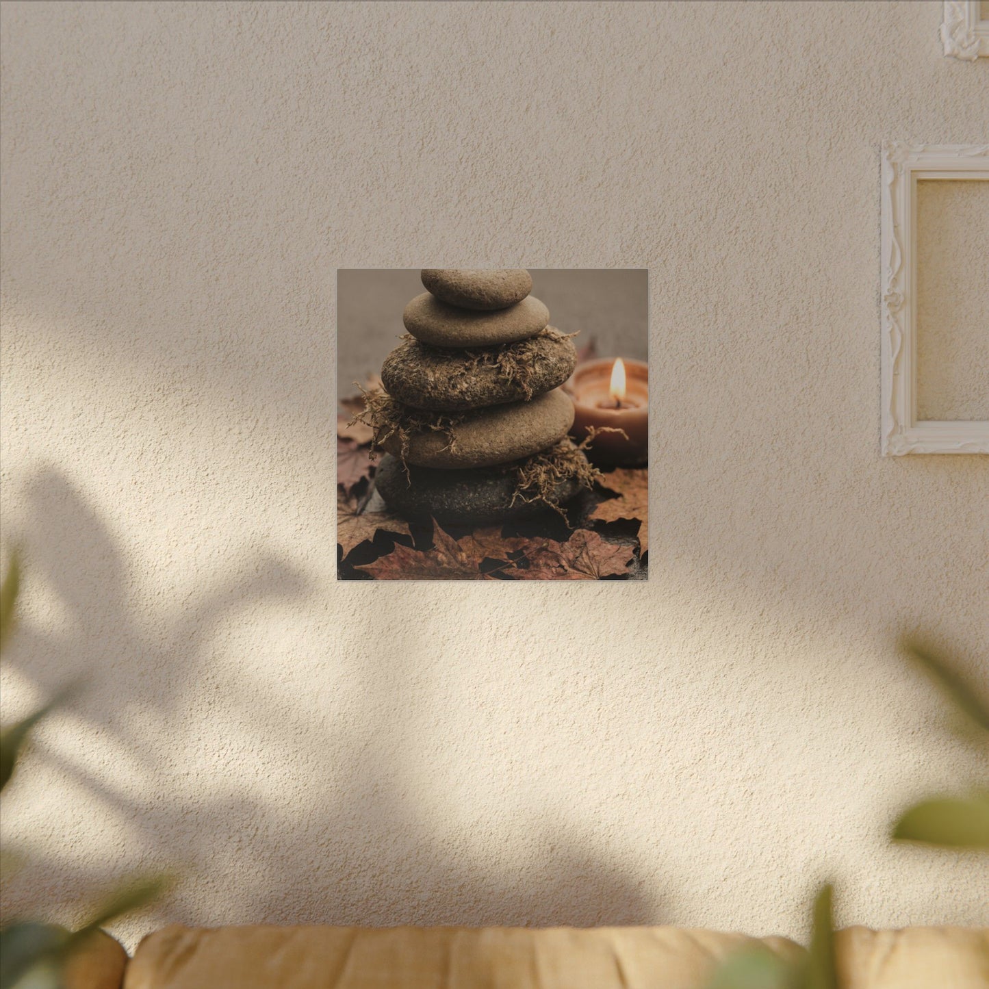 River Stones Canvas Art | Autumn Japandi Texture Art