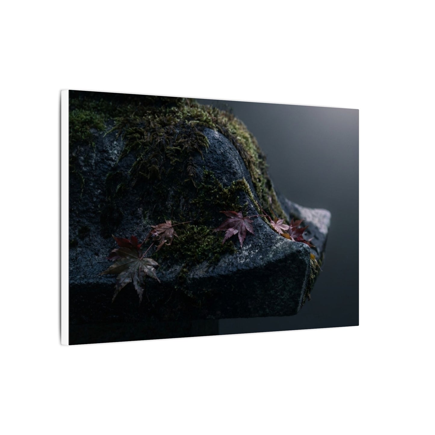 Stone Lantern Moody Minimal Canvas Art | Sophisticated Dark Japandi Art
