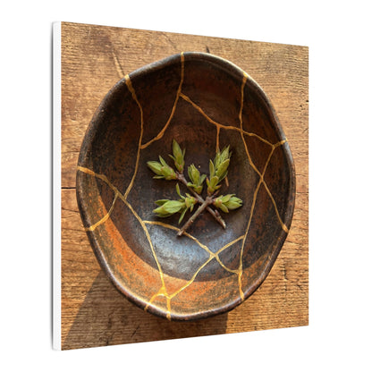 Ceramic Bowl Gold Repair Canvas Art | Resilient Kintsugi Art