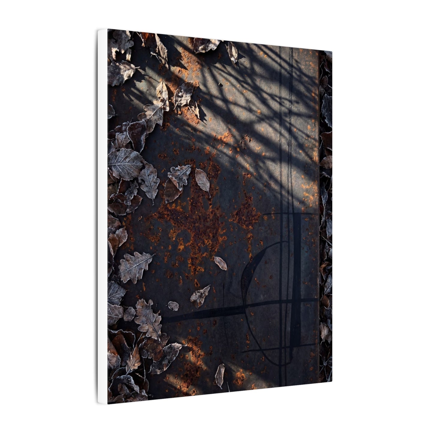Shibui Rust Patina Canvas Art - Dark Japandi Charcoal Ink