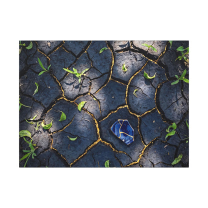 Cracked Earth Canvas Art | Spring Dark Japandi Moody Minimal Art Art Print