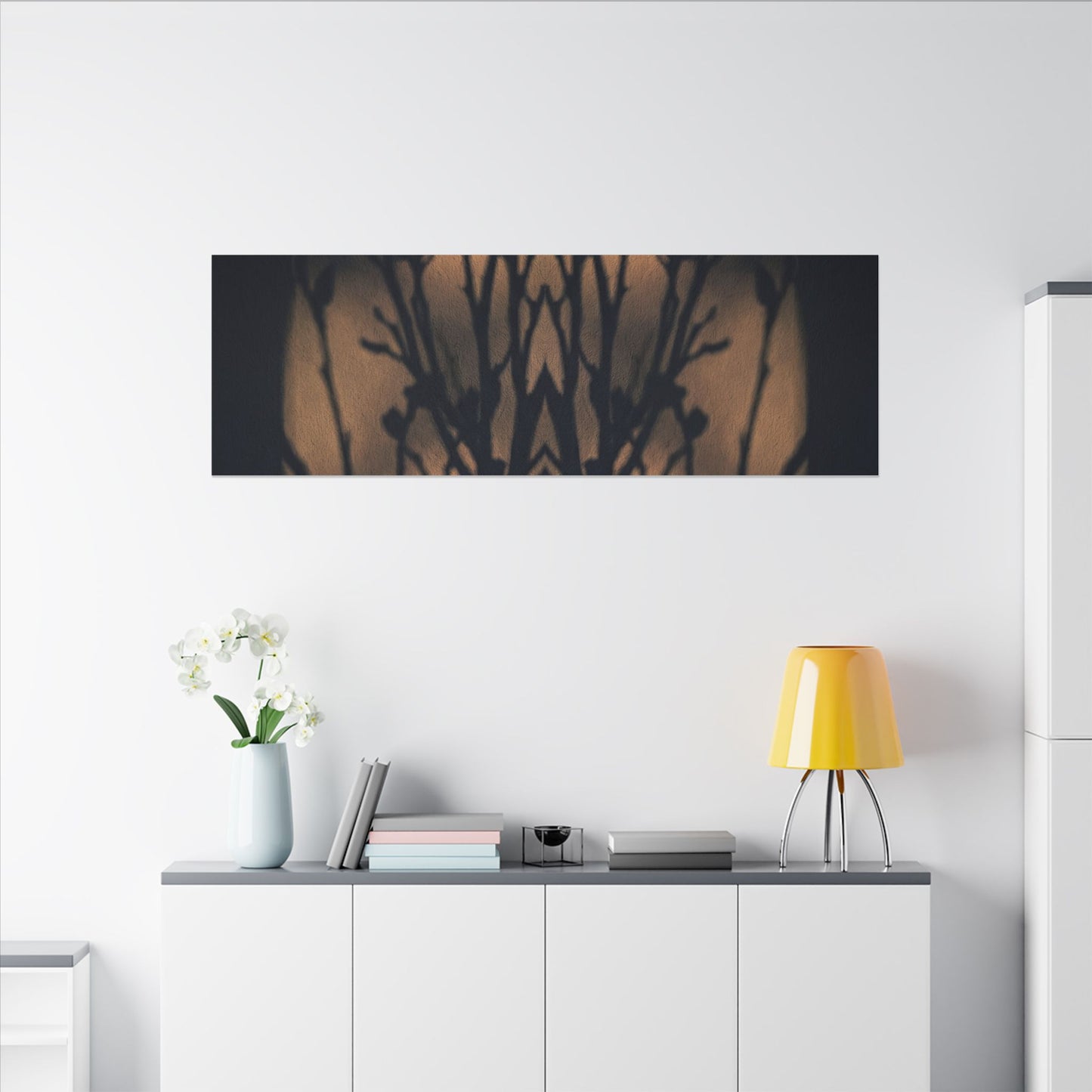 Dark Japandi Shadow Play in Golden Hour | Shadow Zen Canvas Art
