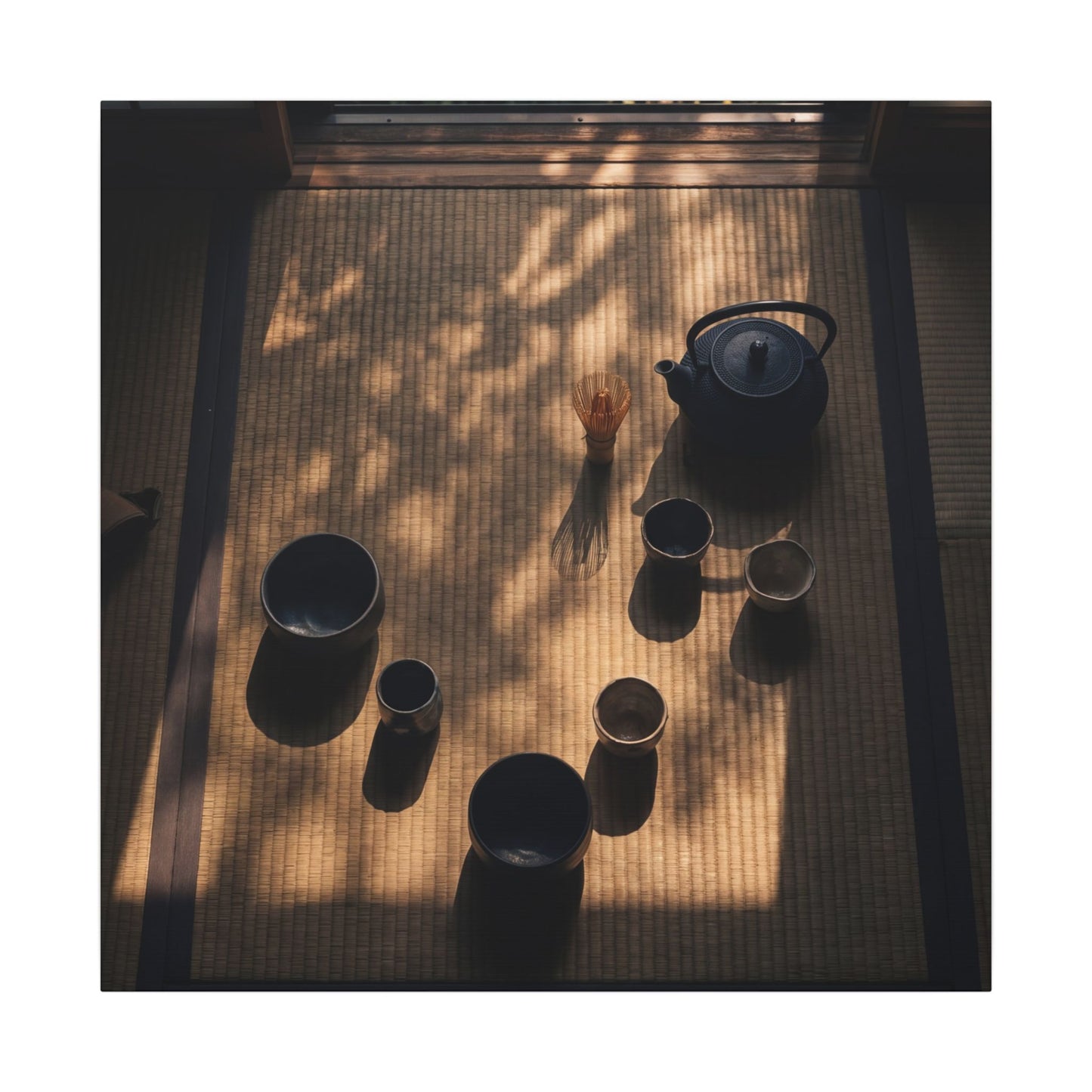 Shibui Tea Ceremony Canvas Art - Dark Japandi Shadow Zen