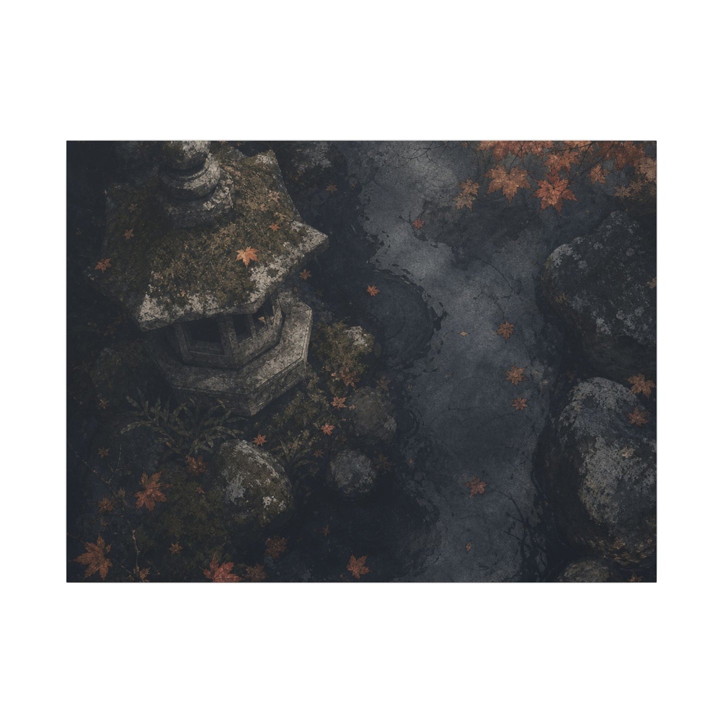 Stone Lantern Canvas Art | Autumn Japandi Texture Art