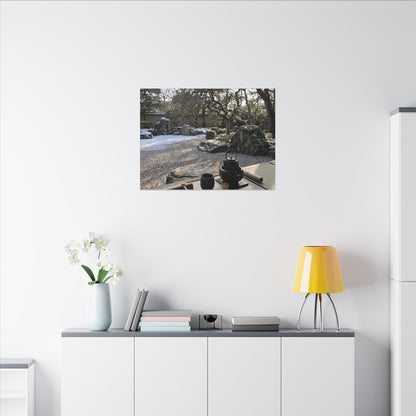 Winter Tea Ceremony Karesansui Canvas Art | Serene Decor
