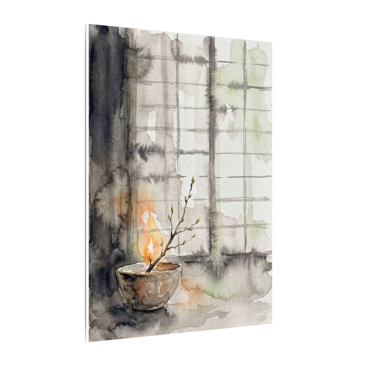 Shoji Screen Canvas Art | Spring Japandi Watercolor Art