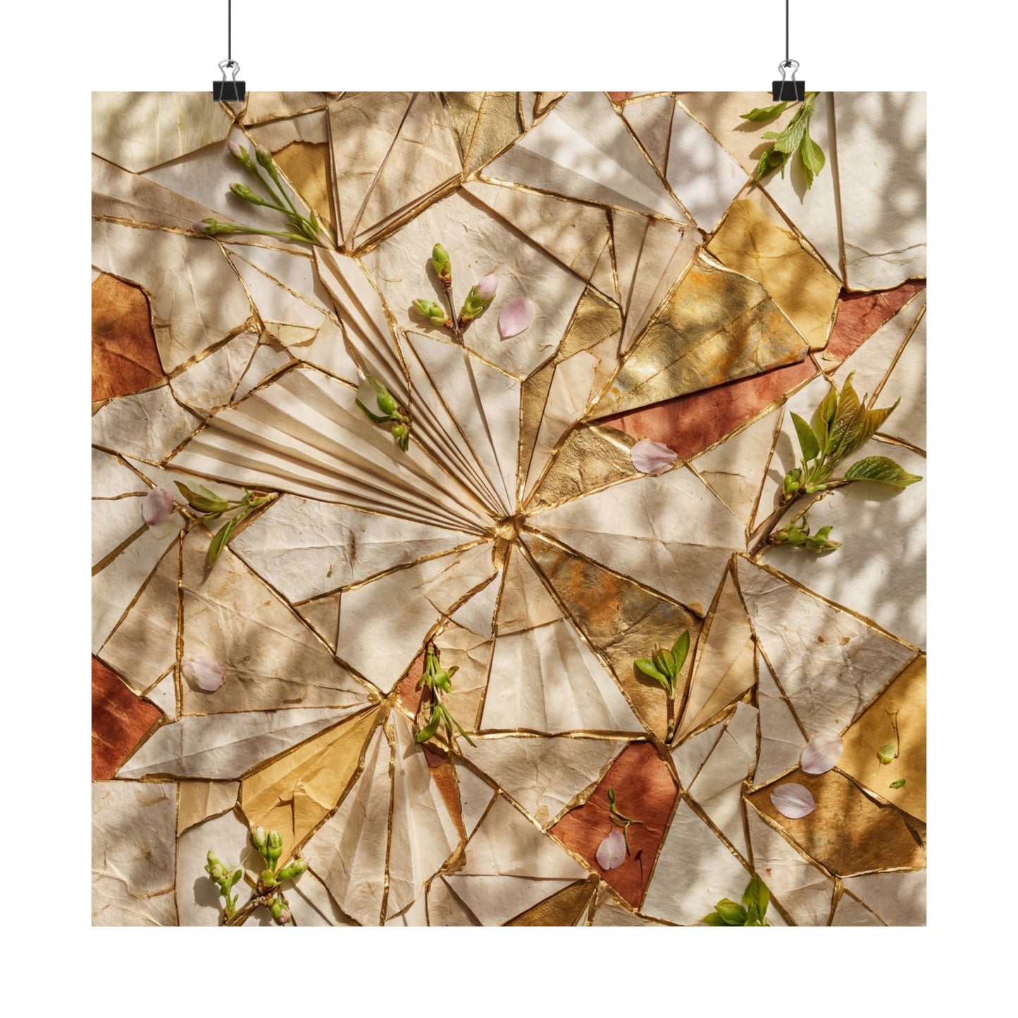 Artful Paper Fold Wall Art Print - Gold Repair Kintsugi