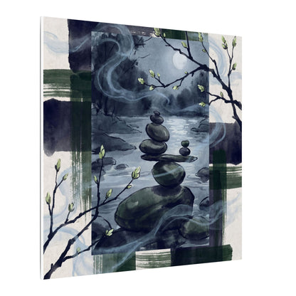 Moonlight River Stones Canvas Art - Zen Shibui
