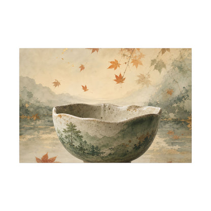 Autumn Ceramic Bowl Watercolor Canvas Art | Cozy Decor