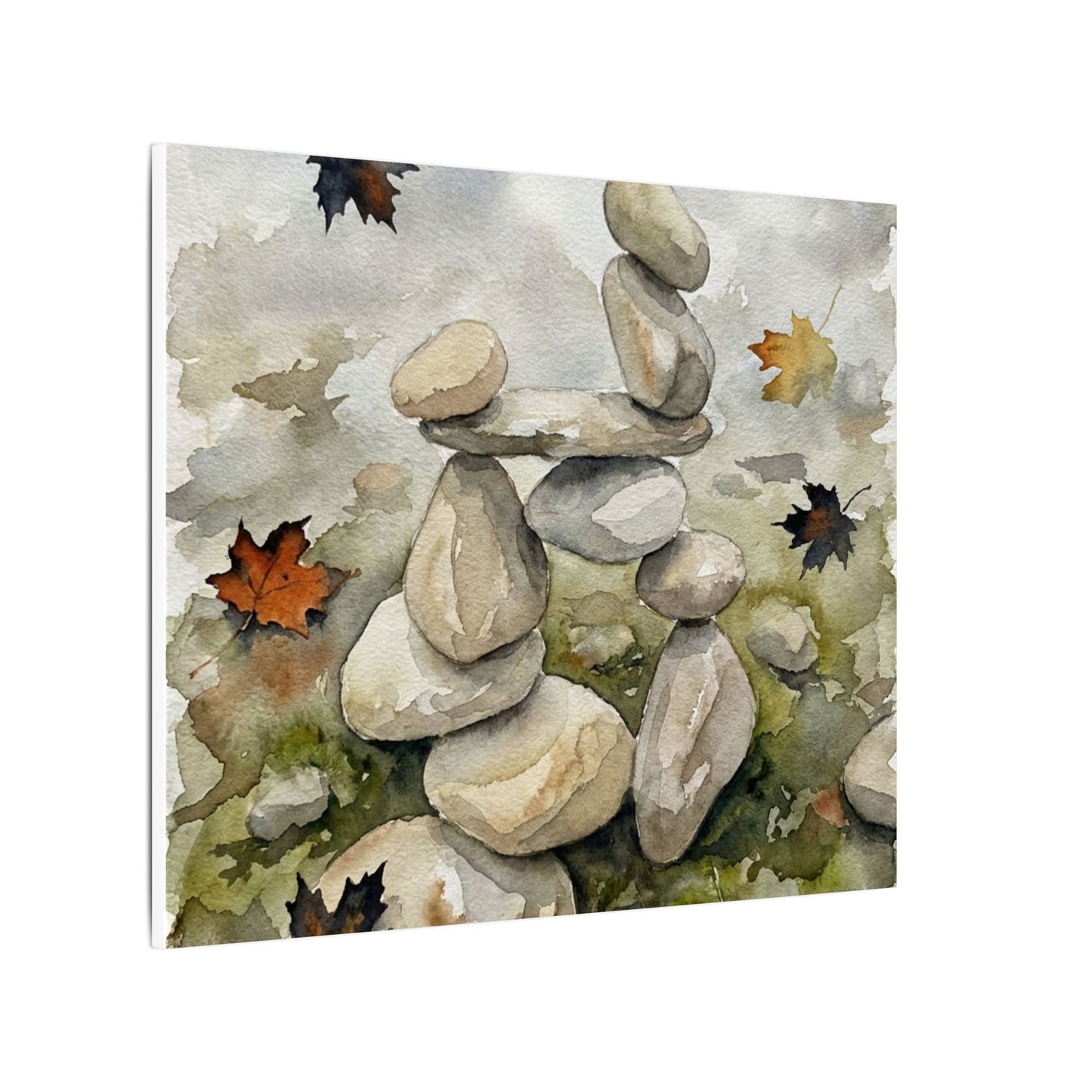 Overcast River Stones Canvas Art - Japandi Fukinsei