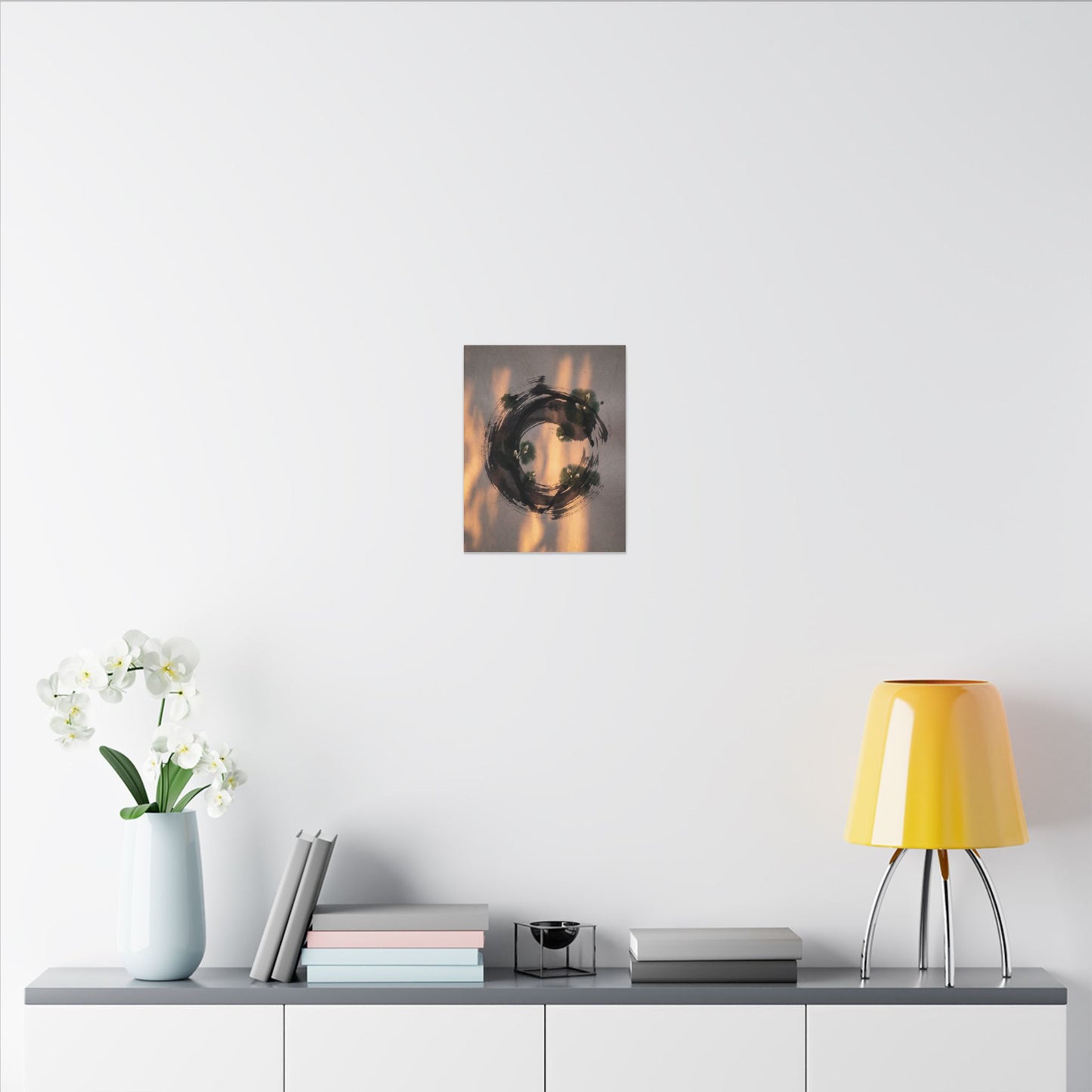 Ink Brushstroke Spring Canvas Art | Dark Japandi Bold Design