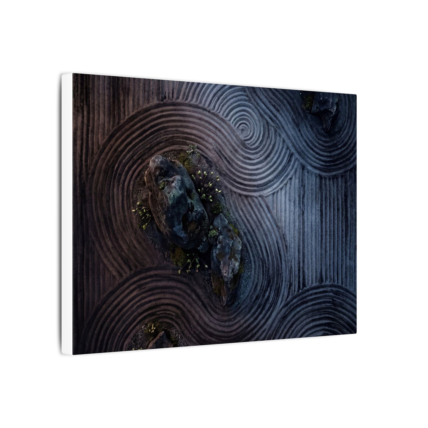 Spring Rock Garden Charcoal Ink Canvas Art | Bold Decor
