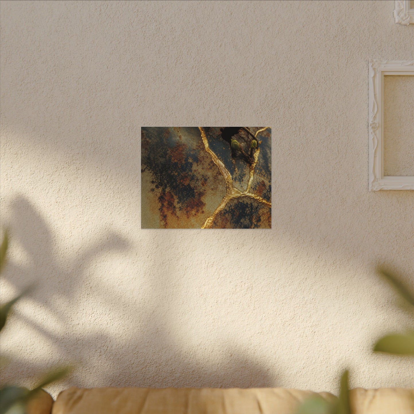 Datsuzoku Rust Patina Canvas Art - Kintsugi Crackle Gold
