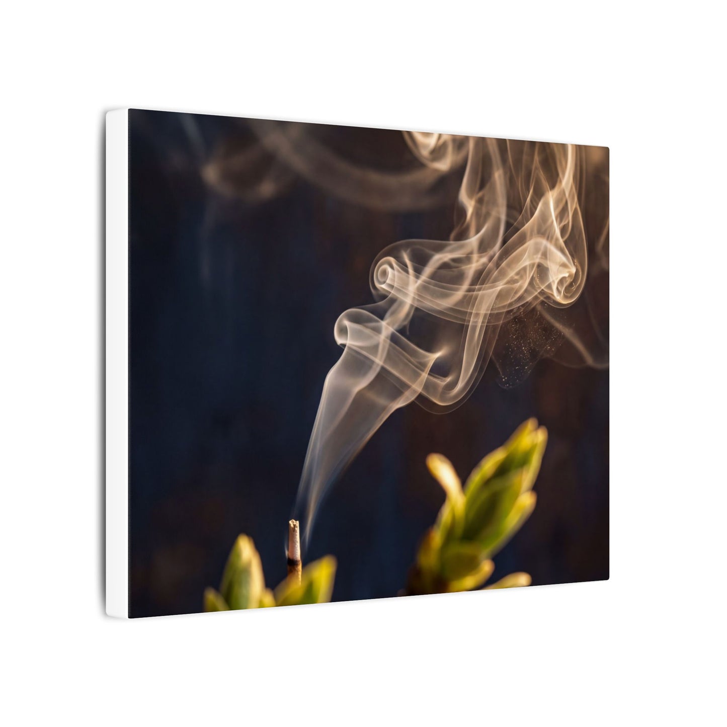 Golden Hour Incense Smoke Canvas Art - Dark Japandi Kanso
