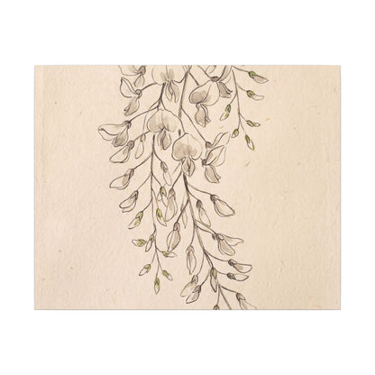Japandi Wisteria in Golden Hour | Minimal Line Canvas Art