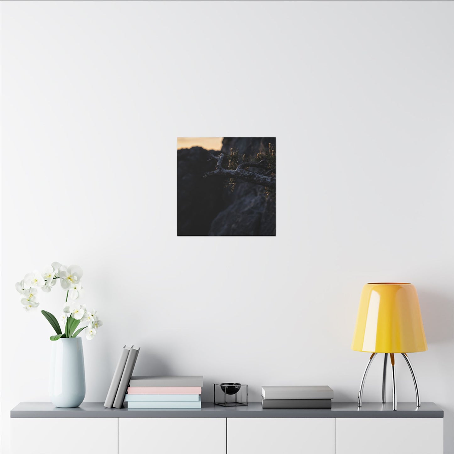 Pine Tree Moody Minimal Canvas Art | Sophisticated Dark Japandi Art