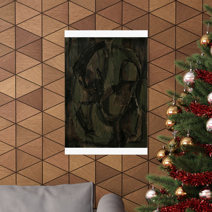 Mixed Media Dark Japandi Textured Wall Art Print
