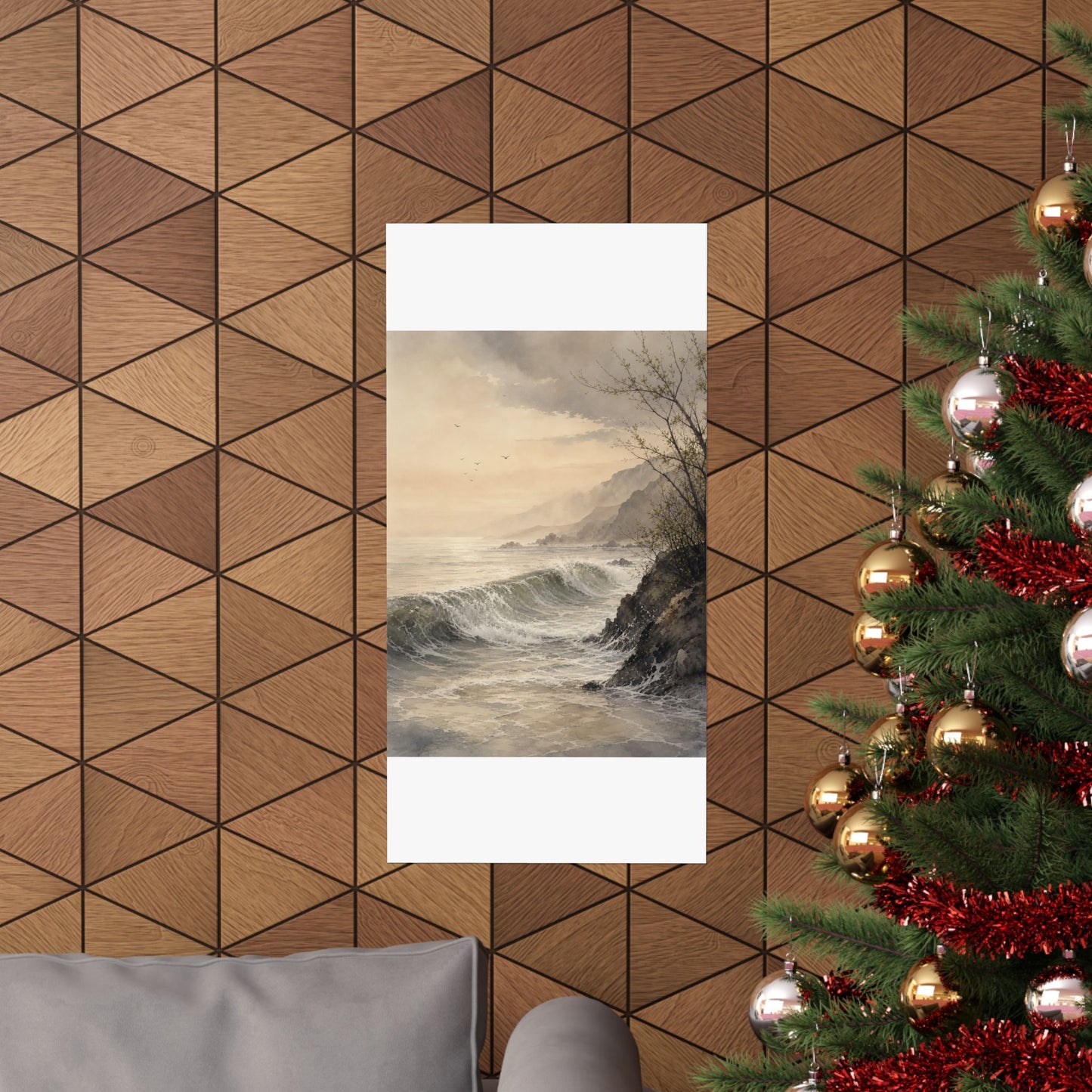 Warm Ocean Wave Wall Art Print - Watercolor Japandi