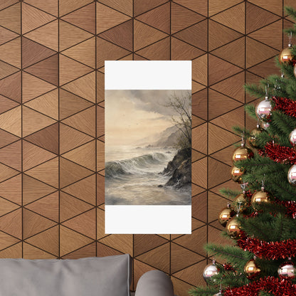 Warm Ocean Wave Wall Art Print - Watercolor Japandi