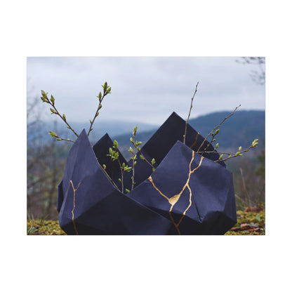 Paper Fold Canvas Art | Spring Kintsugi Gold Repair Art