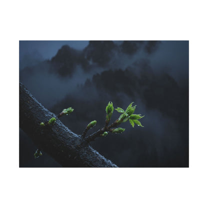Moonlight Mountain Mist Canvas Art - Dark Japandi Kanso