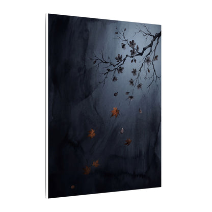 Autumn Cherry Blossom Charcoal Ink Canvas Art | Atmospheric Decor