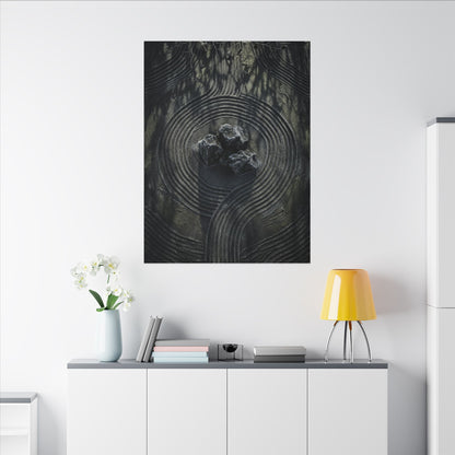 Moody Rock Garden Canvas Art - Dark Texture Dark Japandi