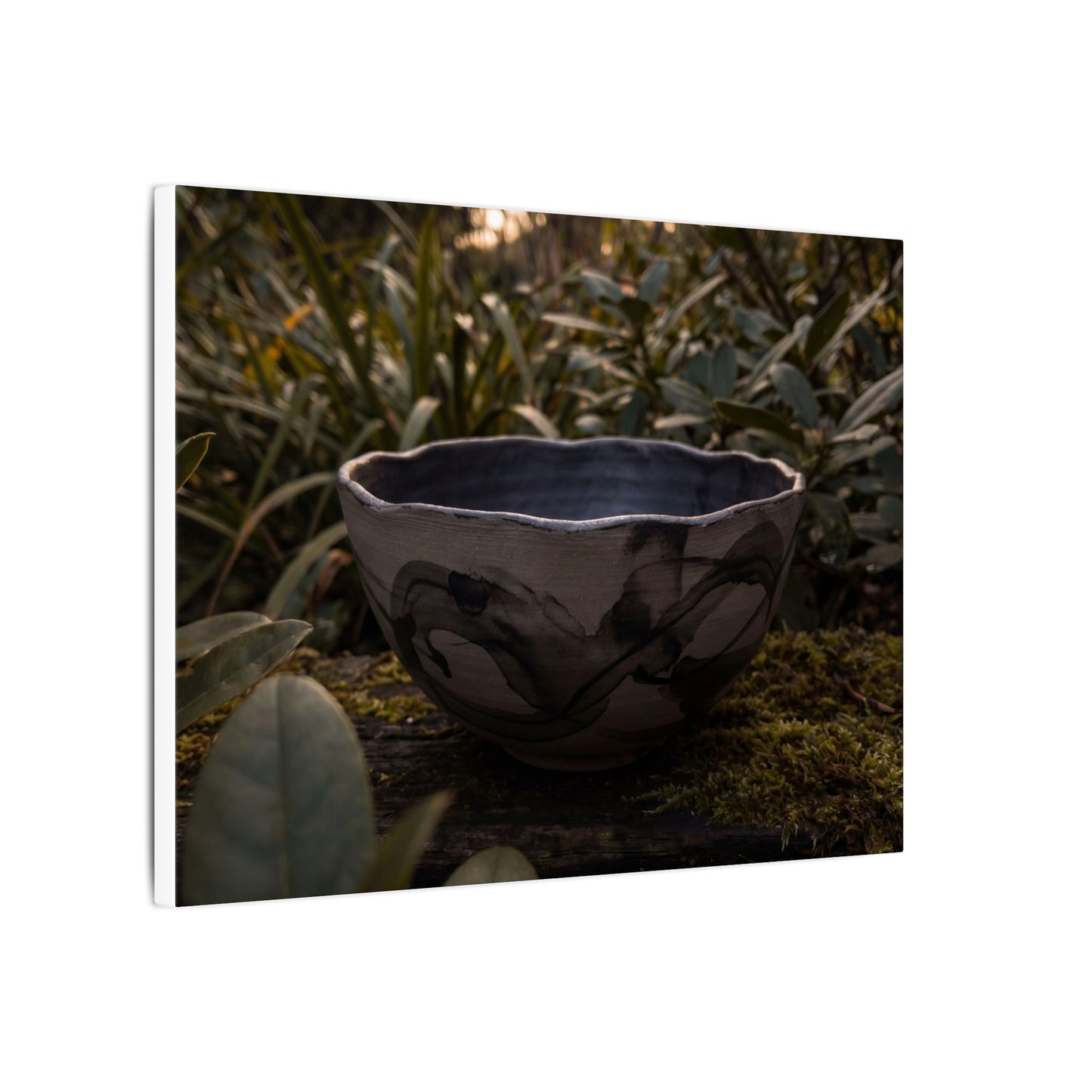 Ceramic Bowl Canvas Art | Summer Dark Japandi Charcoal Ink Art